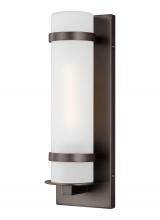 Generation Lighting 8518301-71 - Alban modern 1-light outdoor exterior small wall lantern in antique bronze with etched opal glass sh
