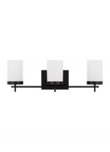 Visual Comfort & Co. Studio Collection 4490303EN3-112 - Zire dimmable indoor 3-light LED wall light or bath sconce in a midnight black finish with etched wh
