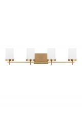 Visual Comfort & Co. Studio Collection 4490304EN3-848 - Zire dimmable indoor 4-light LED wall light or bath sconce in a satin brass finish with etched white
