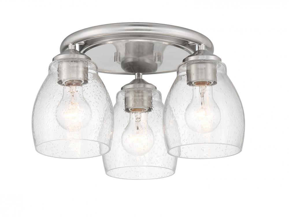 3 Light Flush Mount Fixture in Metal