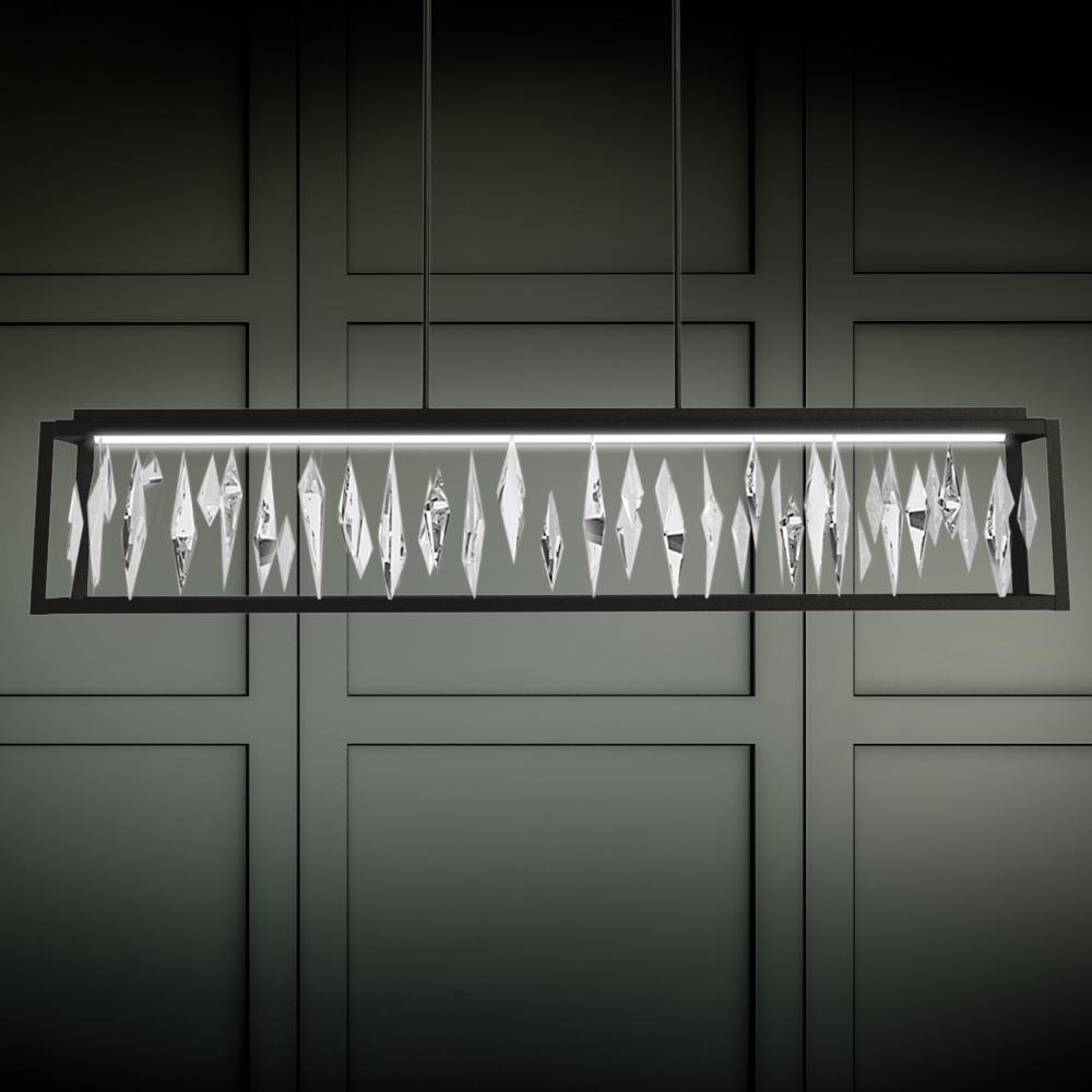 Mirage 54in LED 3000K/3500K/4000K 120V-277V Linear Pendant in Black with Clear Optic Crystal