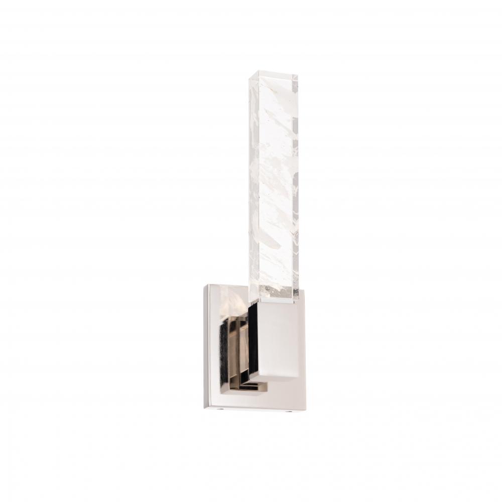 Baton 16in 120/277V LED Wall Sconce in Black with Optic Haze Quartz