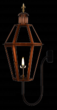 The Coppersmith MV19G-FT-FDF-GN - Mount Vernon 19 Gas-Fluted Top-Fleur De Lis Finial-Gooseneck