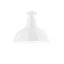 Montclair Light Works FMB107-44-G06 - 14&#34; Cafe Flush Mount Light with Frosted Glass and cast guard in White