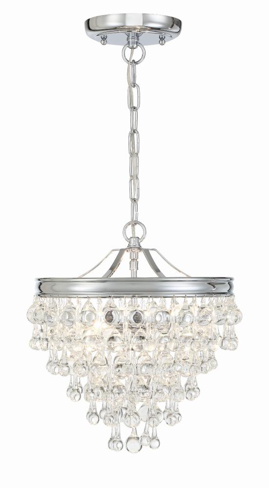 Calypso 3 Light Crystal Teardrop Polished Chrome Mini Chandelier