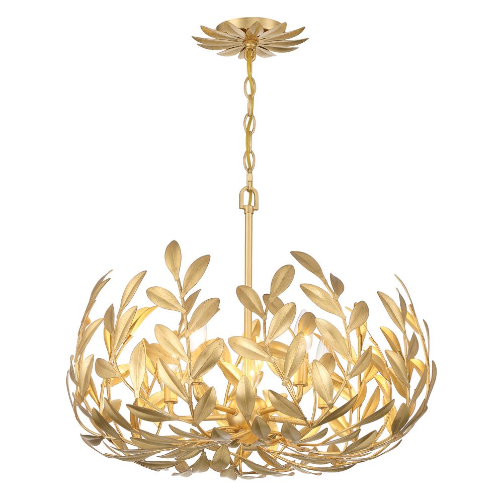 Broche 5 Light Antique Gold Chandelier