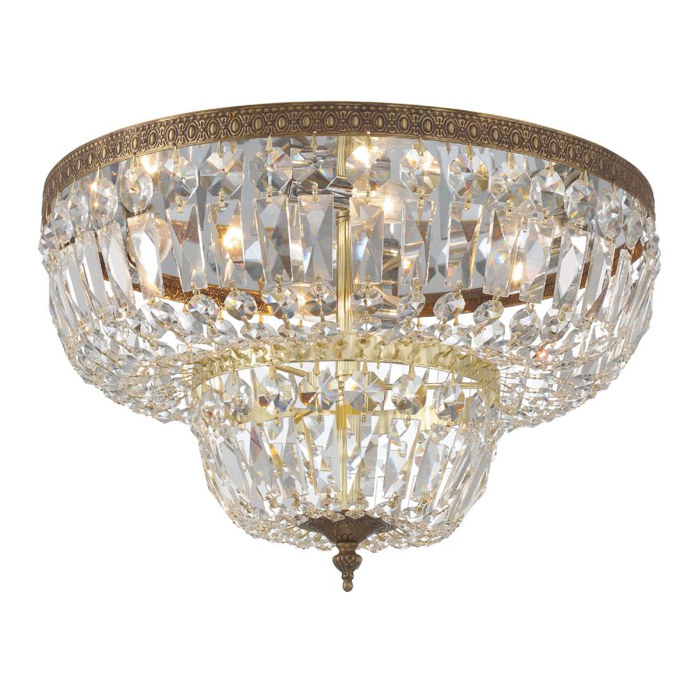 Crystorama 4 Light Swarovski Strass Crystal Olde Brass Flush Mount