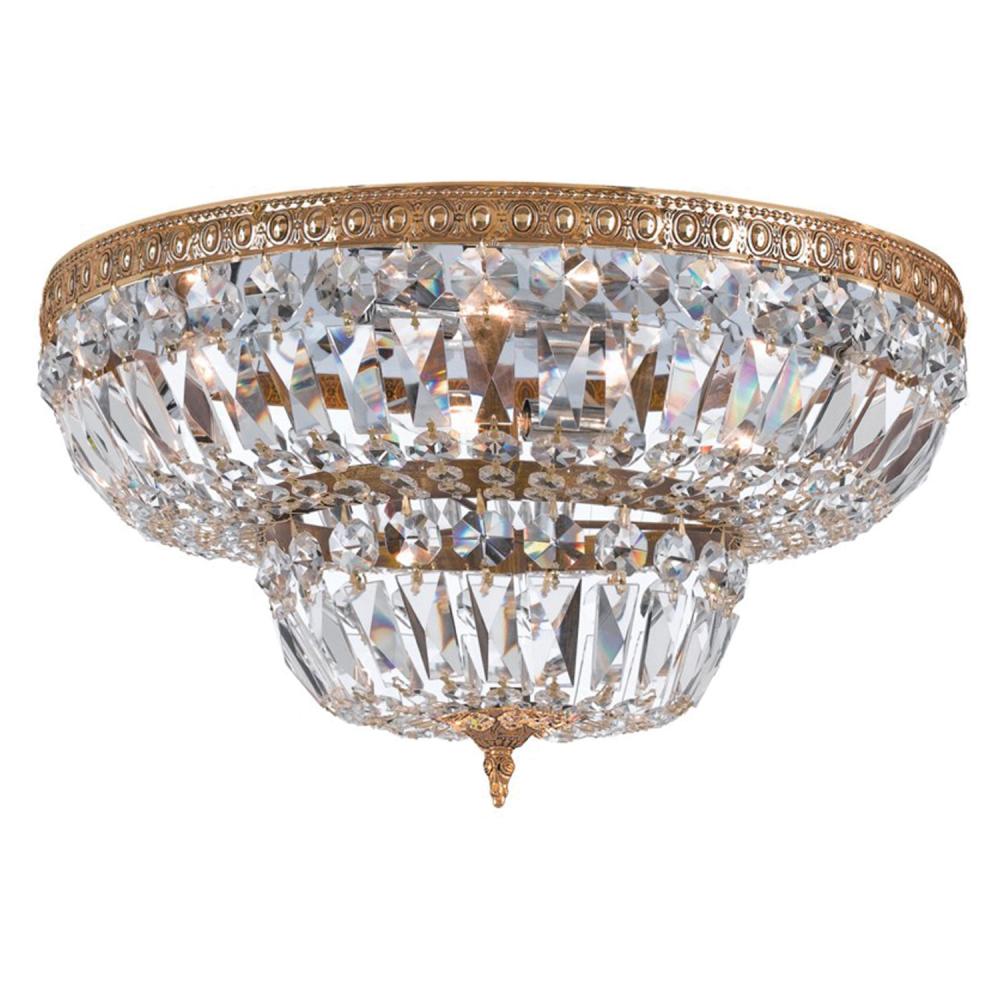 Crystorama 8 Light Swarovski Strass Crystal Olde Brass Flush Mount