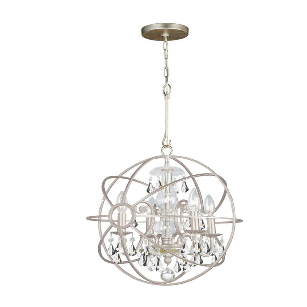 Solaris 4 Light Swarovski Strass Crystal Olde Silver Mini Chandelier