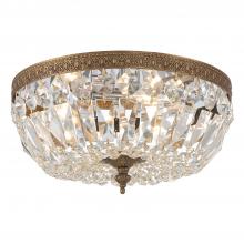 Crystorama 712-OB-CL-MWP - Crystorama 3 Light Hand Cut Crystal Olde Brass Flush Mount