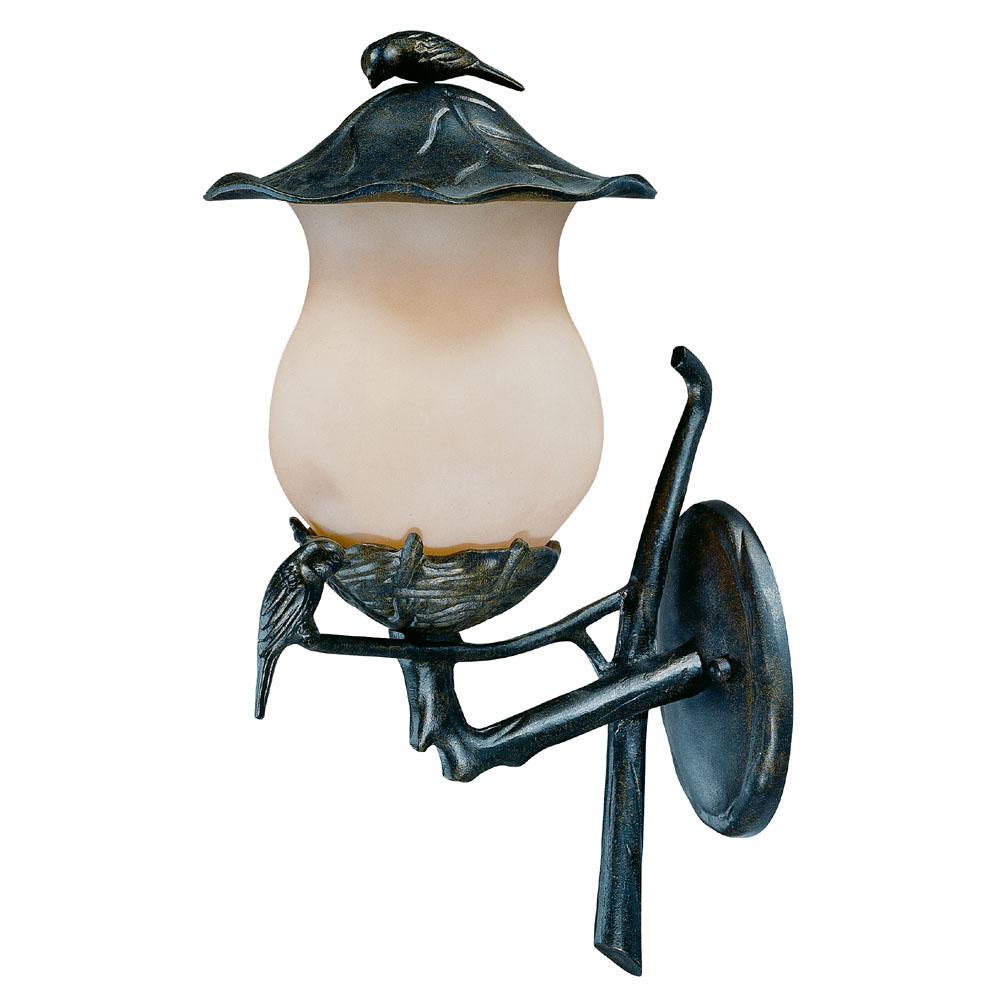 Avian Collection Wall-Mount 2-Light Outdoor Black Gold Light Fixture