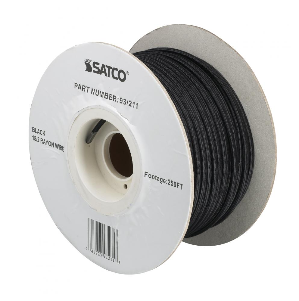 Pulley Bulk Wire; 18/2 Rayon Braid 90C; 250 Foot/Spool; Black