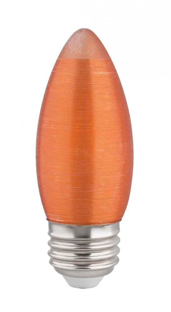 2 Watt C11 LED; Satin Spun; Amber; Medium base; 2100K; 100 Lumens; 120 Volt; Carded