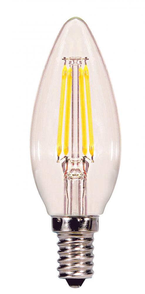 4.5 Watt B11 LED; Clear; Candelabra base; 2700K; 350 Lumens; 120 Volt