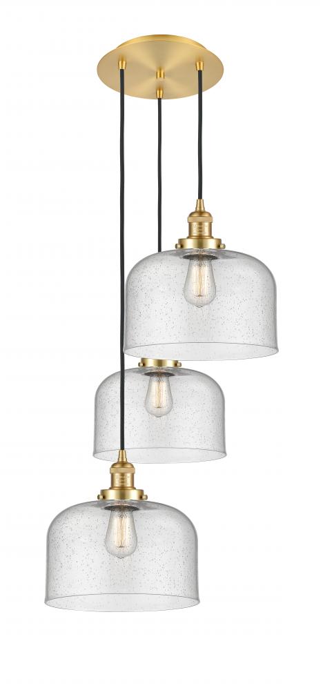 Cone - 3 Light - 18 inch - Satin Gold - Cord hung - Multi Pendant