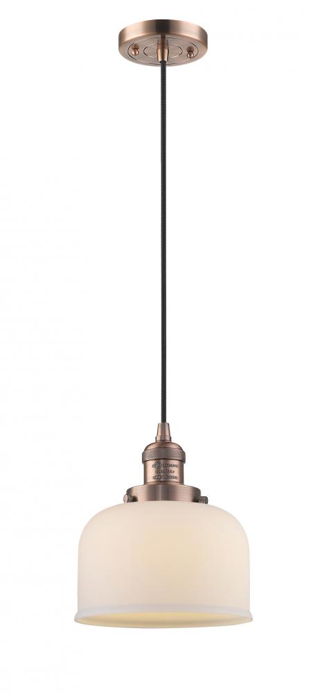 Bell - 1 Light - 8 inch - Antique Copper - Cord hung - Mini Pendant