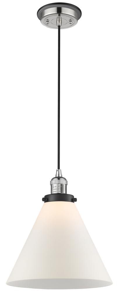 Cone - 1 Light - 12 inch - Polished Nickel - Cord hung - Mini Pendant