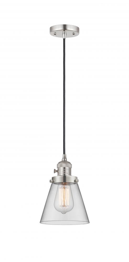 Cone - 1 Light - 6 inch - Polished Nickel - Cord hung - Mini Pendant