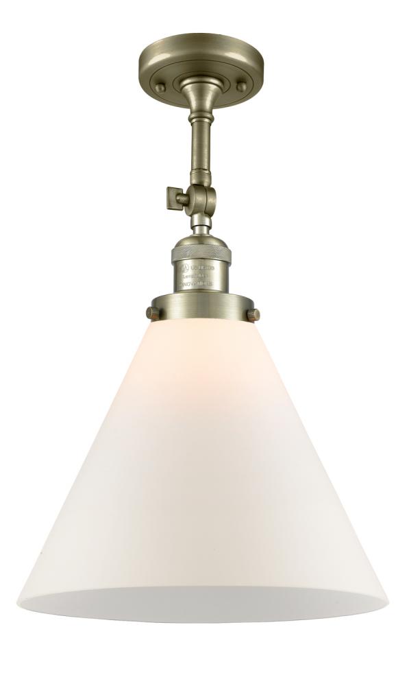 Cone - 1 Light - 12 inch - Antique Brass - Semi-Flush Mount