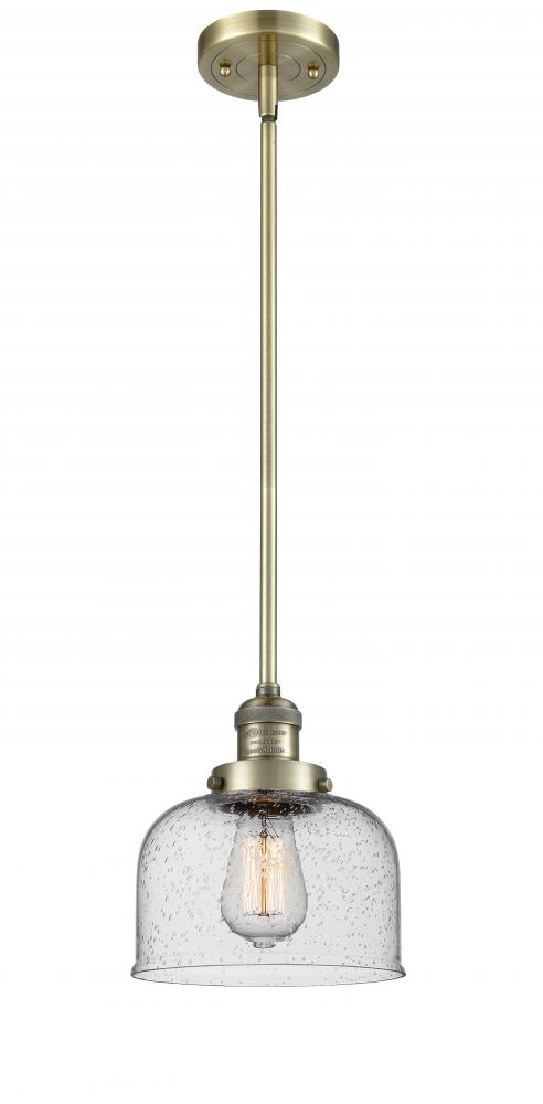 Bell - 1 Light - 8 inch - Antique Brass - Stem Hung - Mini Pendant