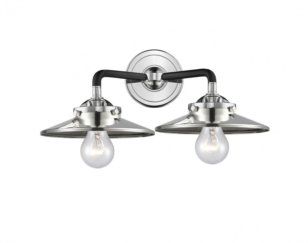 Railroad - 2 Light - 16 inch - Black Polished Nickel - Bath Vanity Light