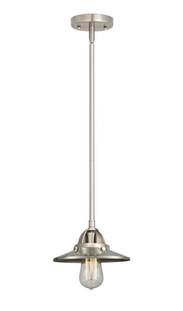 Railroad - 1 Light - 8 inch - Brushed Satin Nickel - Cord hung - Mini Pendant