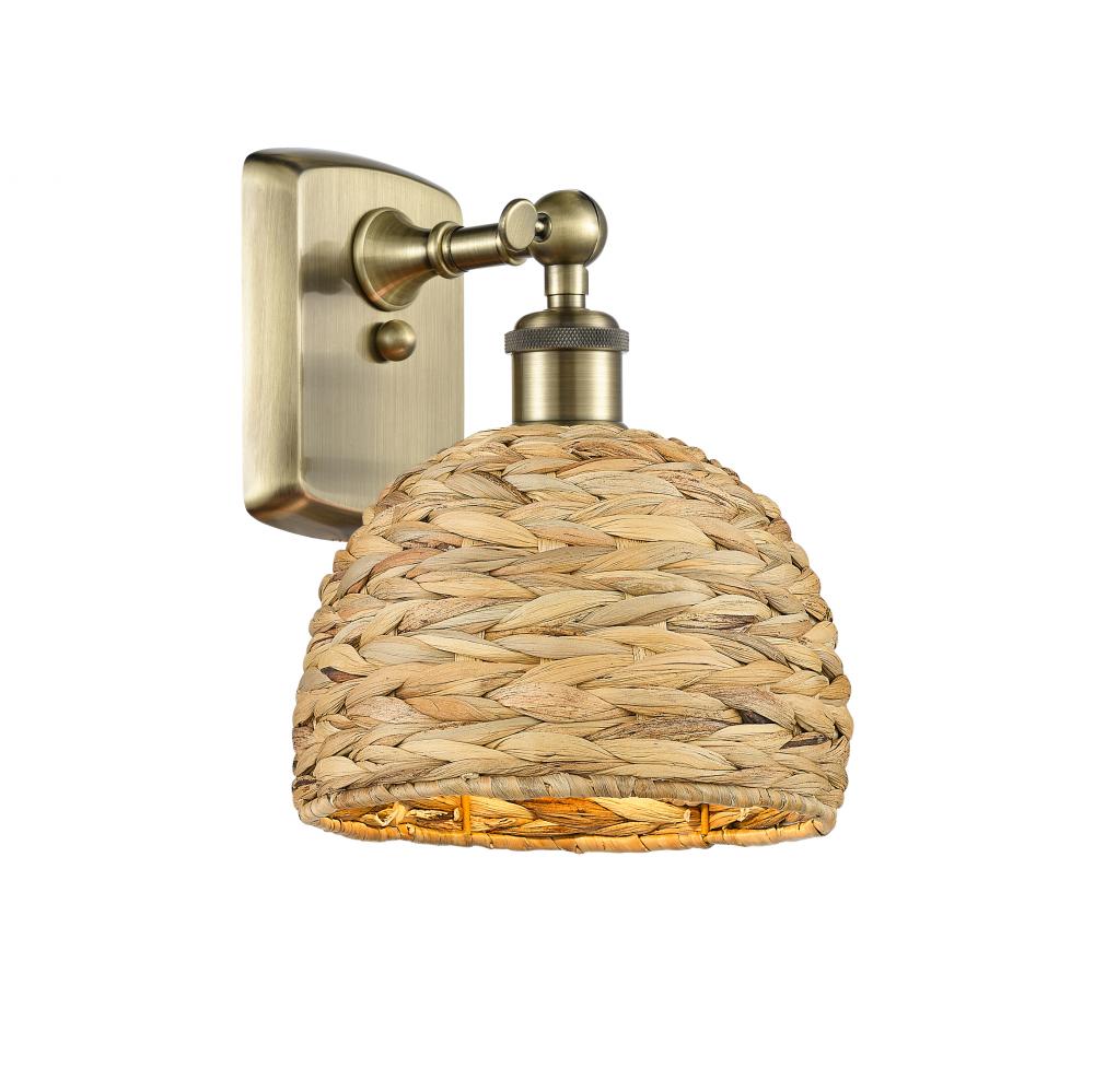 Woven Rattan - 1 Light - 8 inch - Antique Brass - Sconce