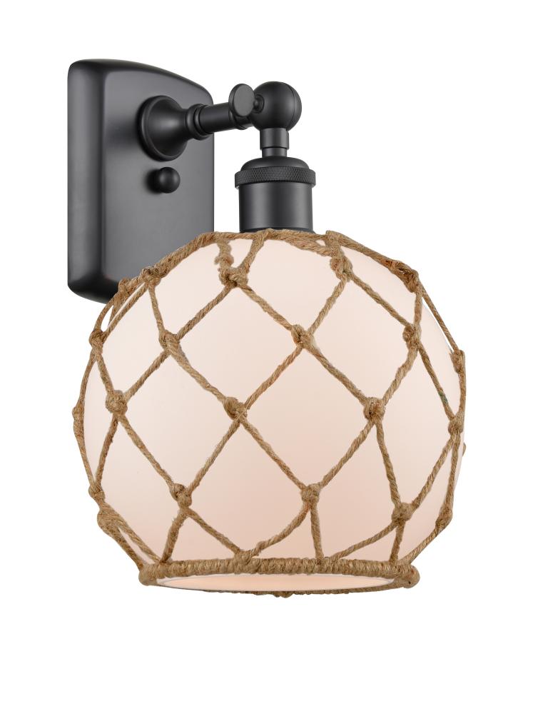 Farmhouse Rope - 1 Light - 8 inch - Matte Black - Sconce