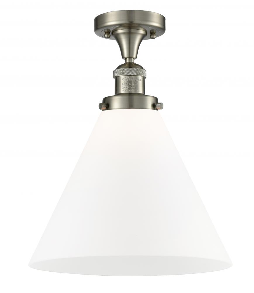 Cone - 1 Light - 12 inch - Brushed Satin Nickel - Semi-Flush Mount