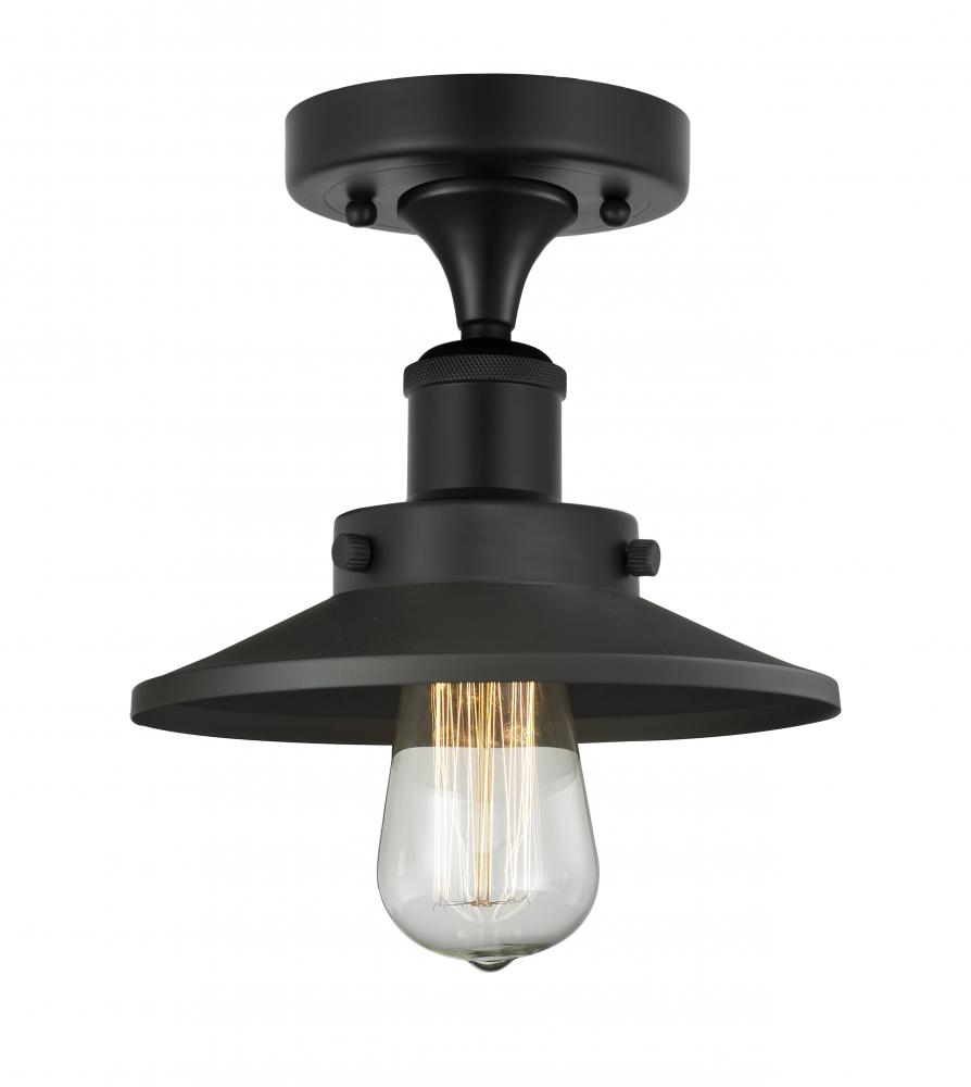 Railroad - 1 Light - 8 inch - Matte Black - Semi-Flush Mount