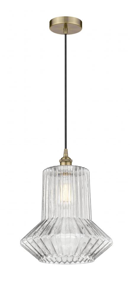 Springwater - 1 Light - 12 inch - Antique Brass - Cord hung - Mini Pendant