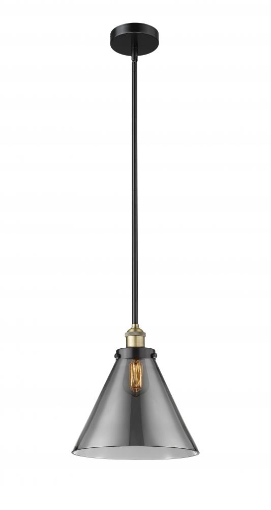 Cone - 1 Light - 12 inch - Black Antique Brass - Cord hung - Mini Pendant