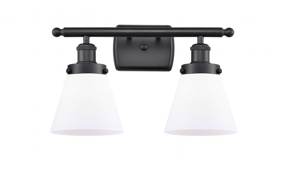 Cone - 2 Light - 16 inch - Matte Black - Bath Vanity Light