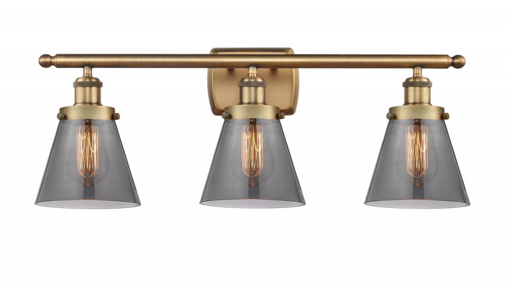 Cone - 3 Light - 26 inch - Brushed Brass - Bath Vanity Light