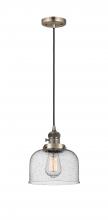 Innovations Lighting 201CSW-AB-G74-LED - Bell - 1 Light - 8 inch - Antique Brass - Cord hung - Mini Pendant