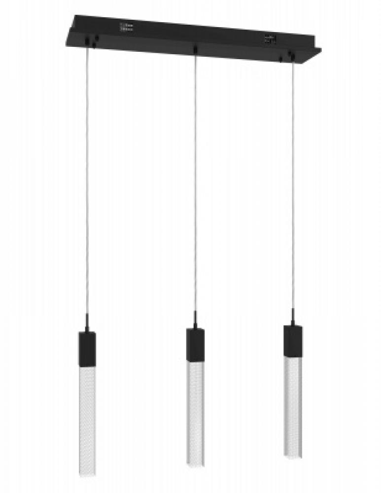 THE ORIGINAL GLACIER SNOW AVENUE COLLECTION BLACK 3 LIGHT PENDANT FIXTURE