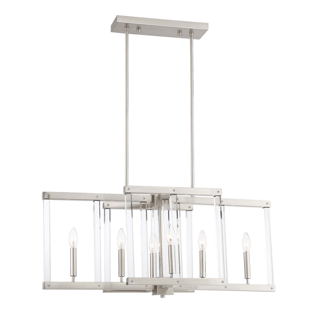 6-Light 34" Linear Polished Nickel Chandelier