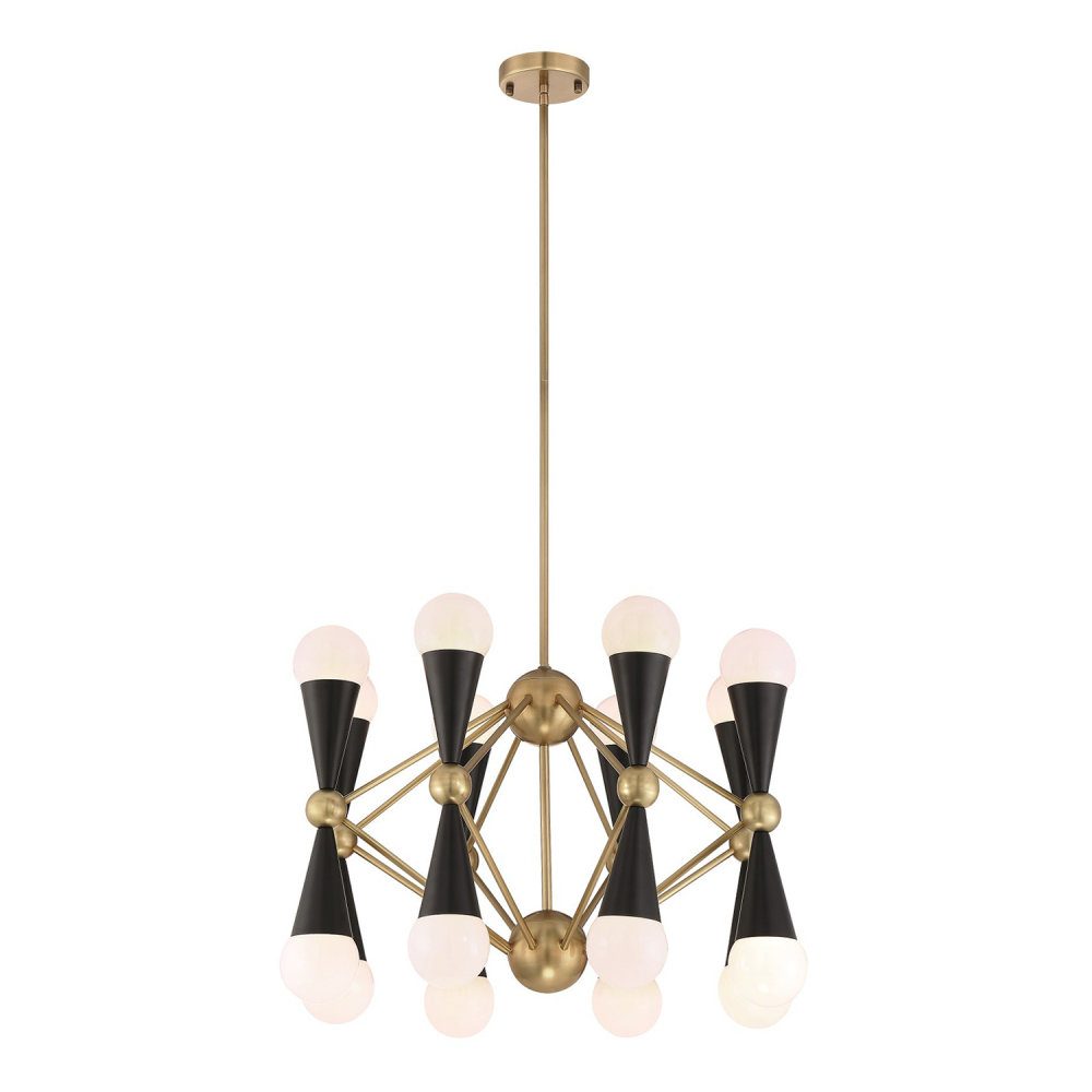 16-Light 26" Geometric Aged Brass Decorative Chandelier