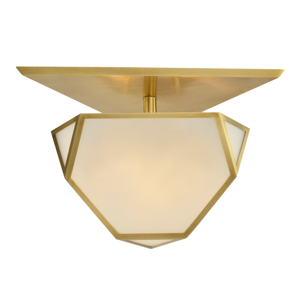 3-Light 21" Architectural Glass Aged Brass Semi-Flush Mount