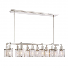 ZEEV Lighting CD10184-12-BN - 12 Down Light Geometric Styled 40" Linear Dining Chandelier