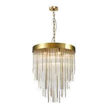 ZEEV Lighting CD10418-9-AGB - 9-Light 24" Round Aged Brass Convertible Flush Crystal Chandelier