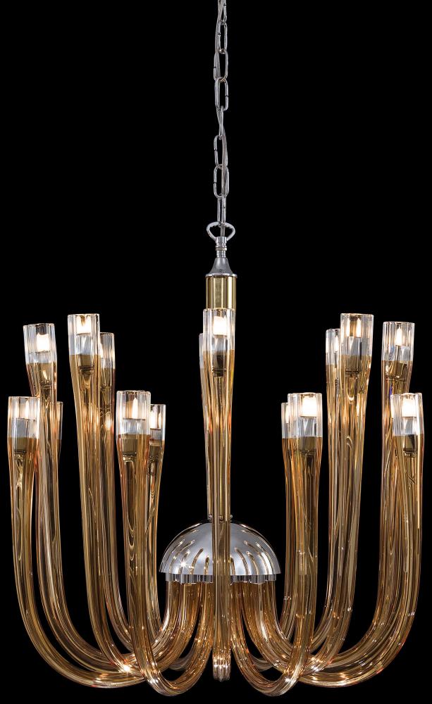 Sixteen Light Chandelier with Chrome finish and Topaz glass