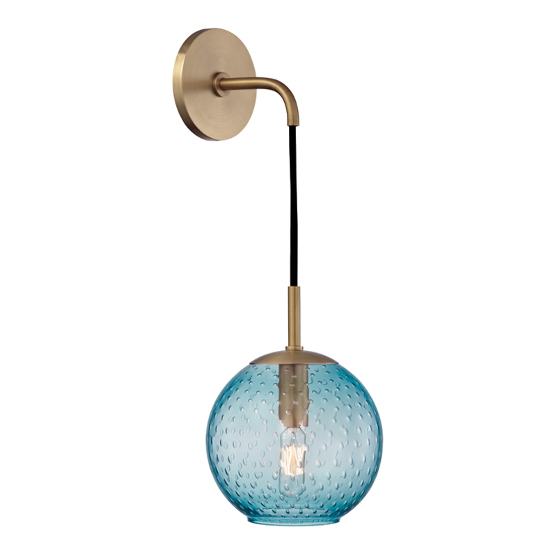 1 LIGHT WALL SCONCE-BLUE GLASS