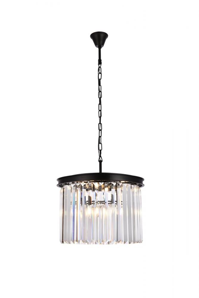 Sydney 6 Light Matte Black Pendant Clear Royal Cut Crystal