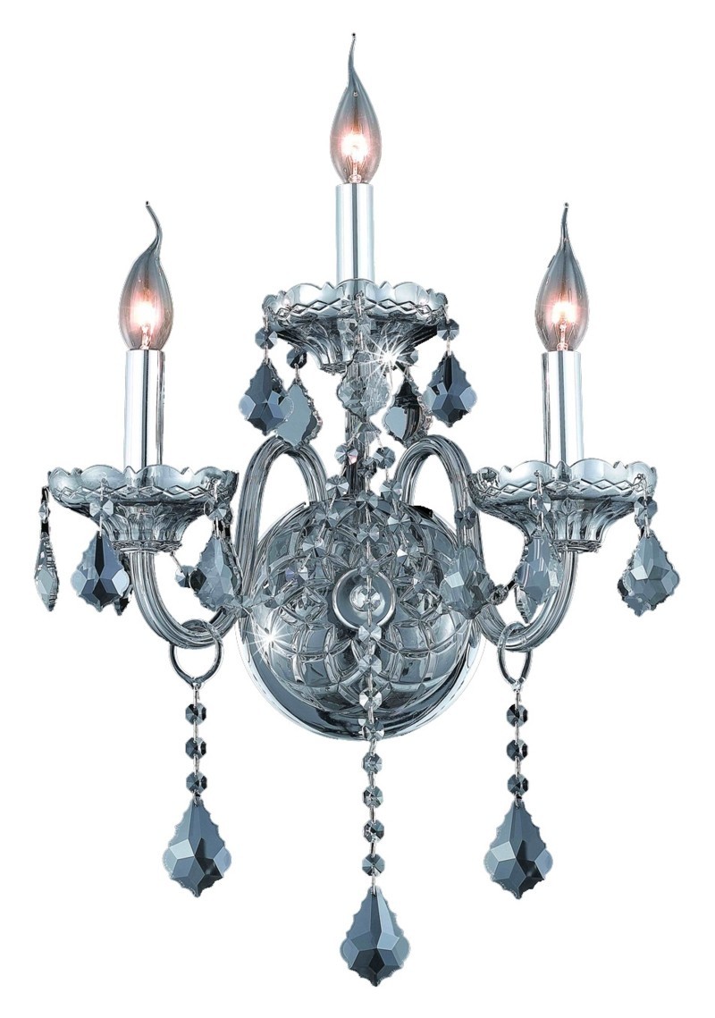 Verona 3 light Silver Shade Wall Sconce Silver Shade (Grey) Royal Cut Crystal