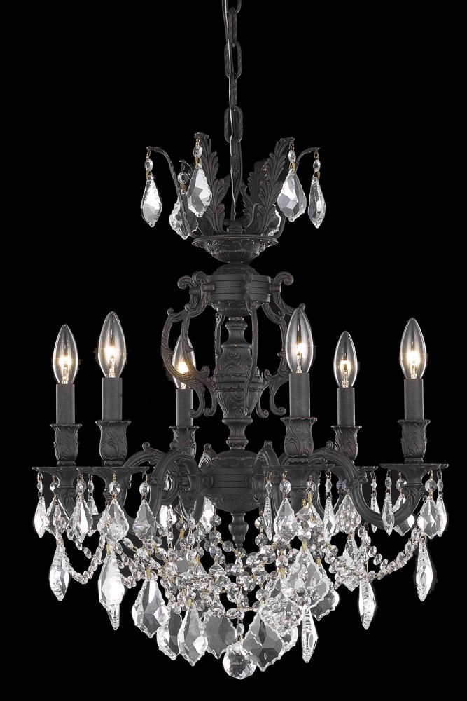 Marseille 6 light Dark Bronze Chandelier Golden Shadow (Champagne) Royal Cut Crystal