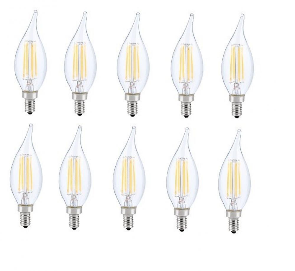 LED E12 Candelabra, Flame Tip, 3000k, 300 Degree, Cri80, Es, Ul, 6w, 40w Equivalent, 15000hrs, Lm480