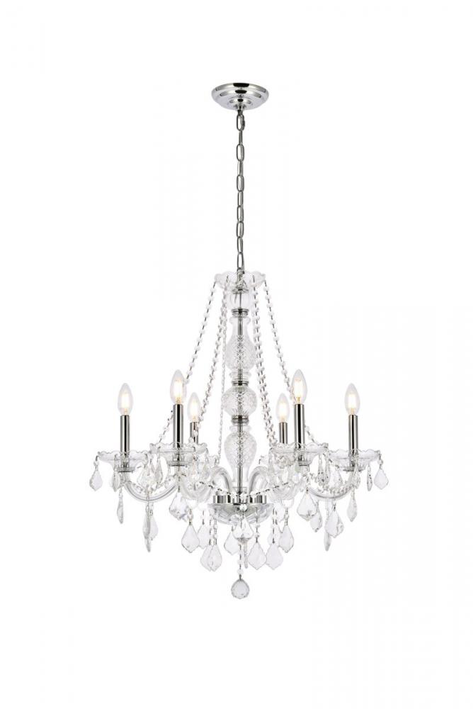 Verona 6 Light Chrome Chandelier Clear Royal Cut Crystal