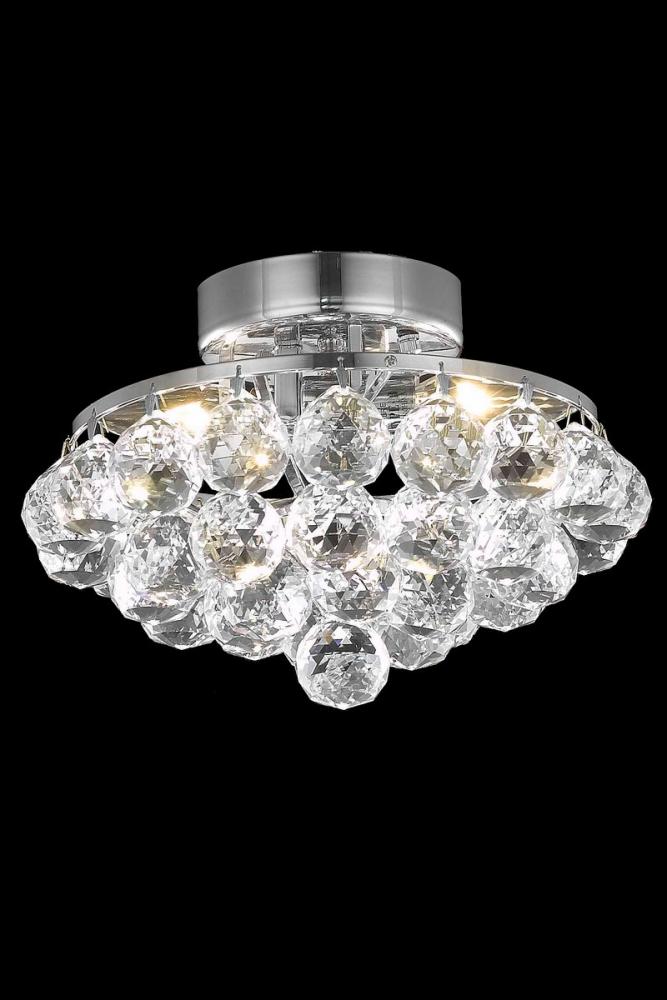 Corona 3 Light Chrome Flush Mount Clear Royal Cut Crystal