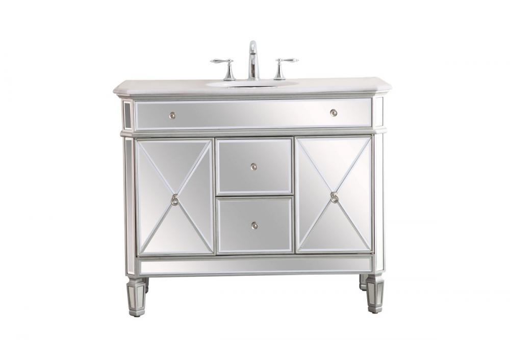 42 In. Single Bathroom Vanity Set in Antique Silver